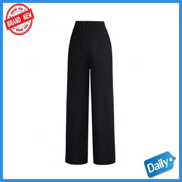 High Waisted Metal Link Dress Pants Straight Leg Office Work Trousers - Picture 3 of 6